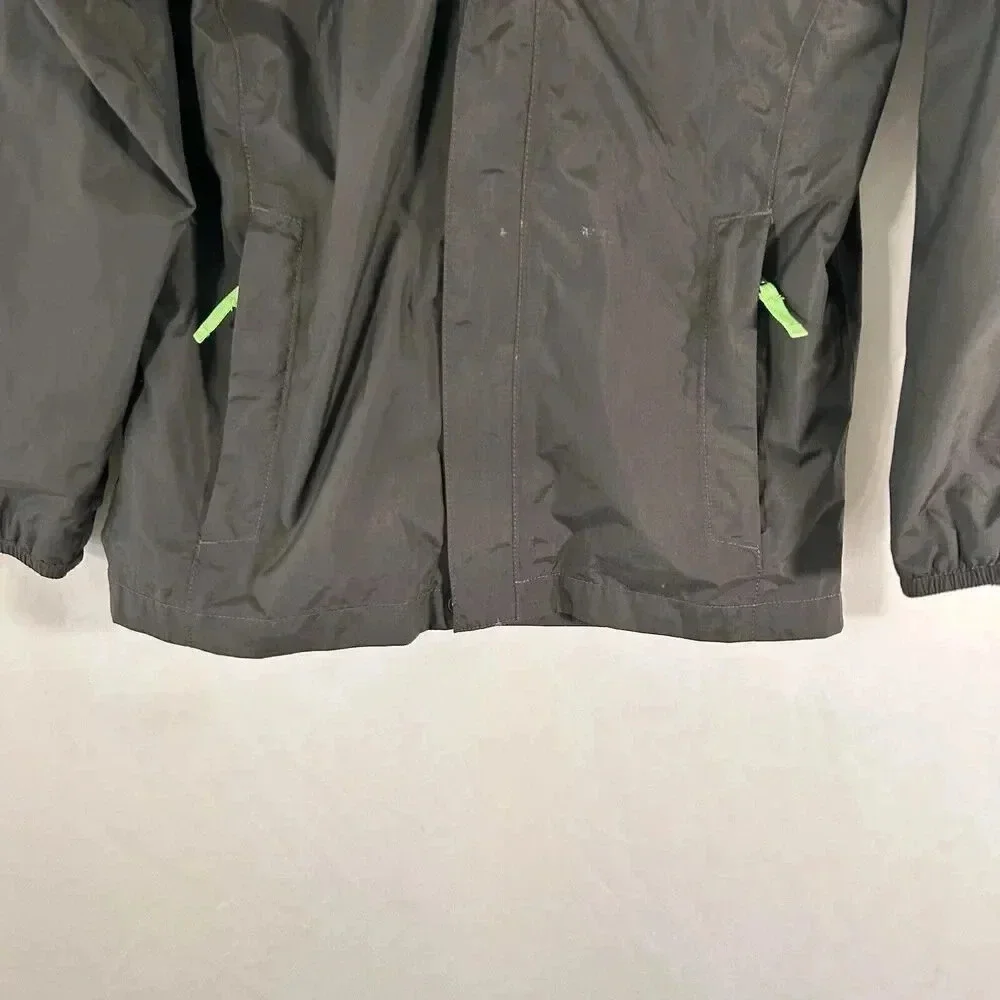 North Face Jacket Boys Medium Grey Full Zip Hooded Zip Pockets Mesh Lining